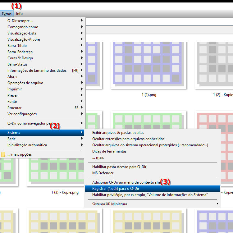 O que significa registrar  .qdr para o Quad File Explorer